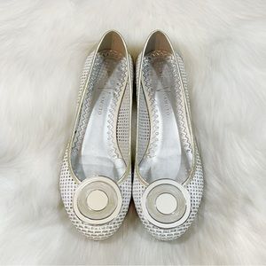 Vince Camuto White Leather Ballet Flats